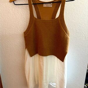 Anthropologie Tan/Brown and White Women's Layered Top